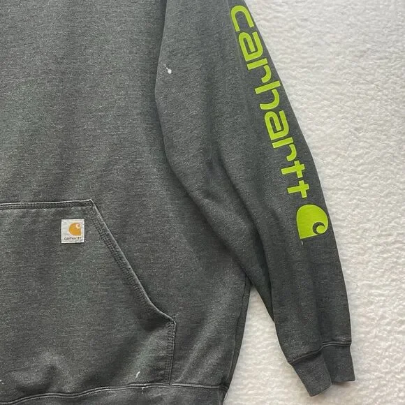 Carhartt Hoodie Mens XL Tall Gray Sweatshirt Midweight Logo Graphic Workwear - Picture 6 of 12
